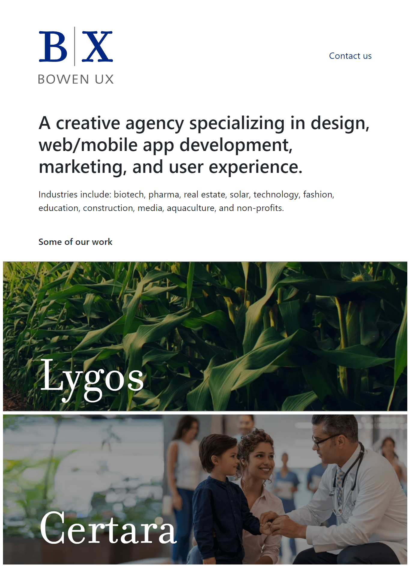 Bowen UX – Homepage