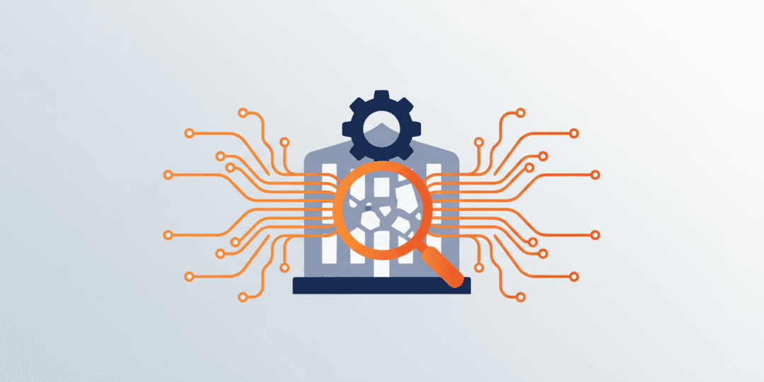Minimal illustration of a magnifying glass examining business visibility signals