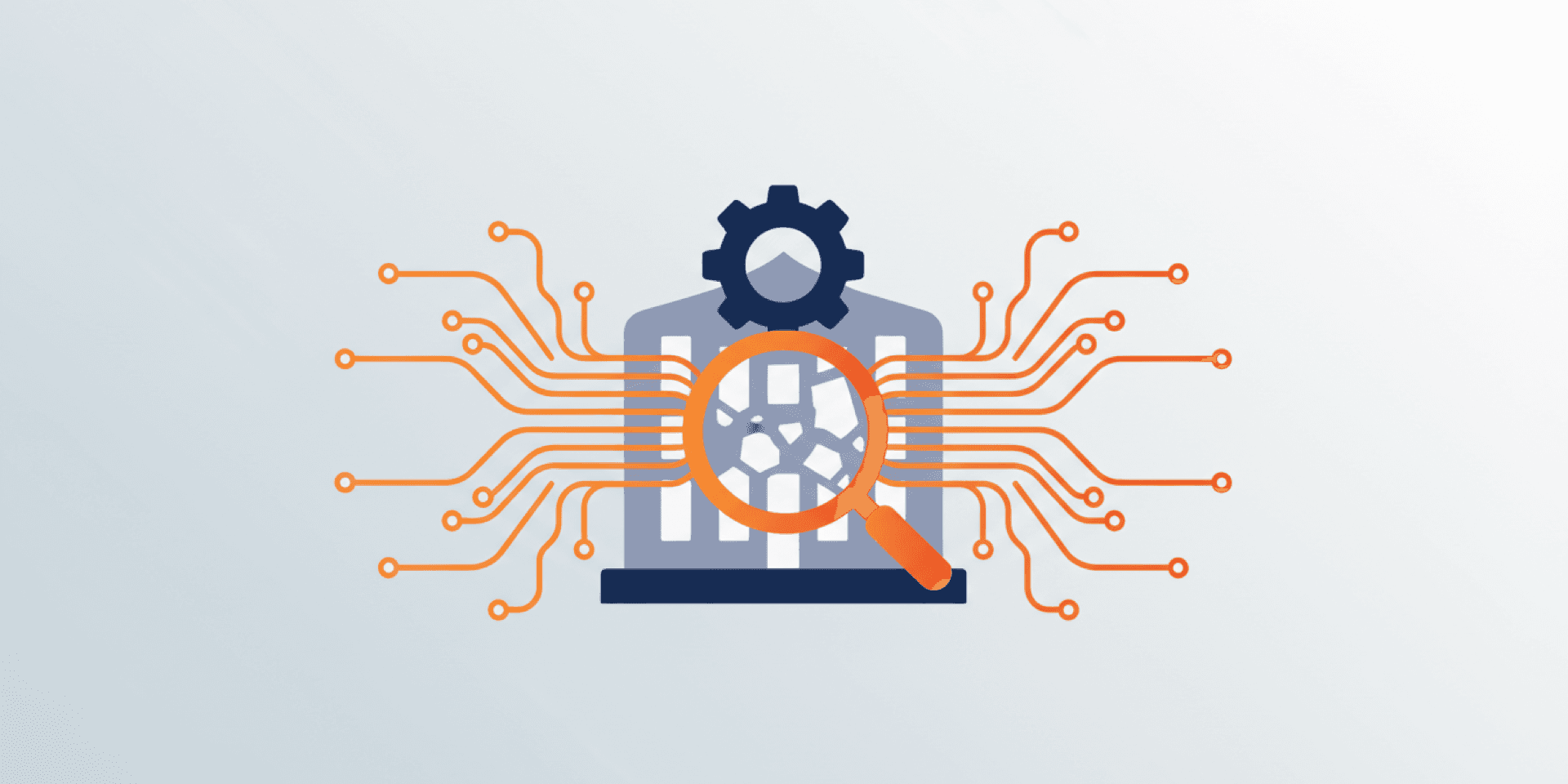 Minimal illustration of a magnifying glass examining business visibility signals