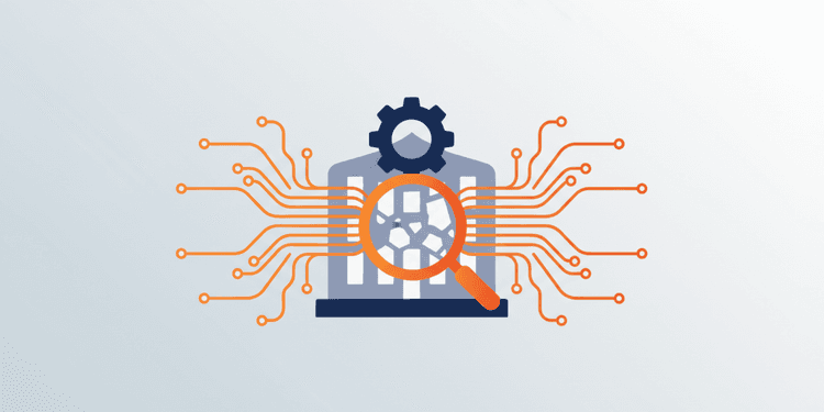 Minimal illustration of a magnifying glass examining business visibility signals