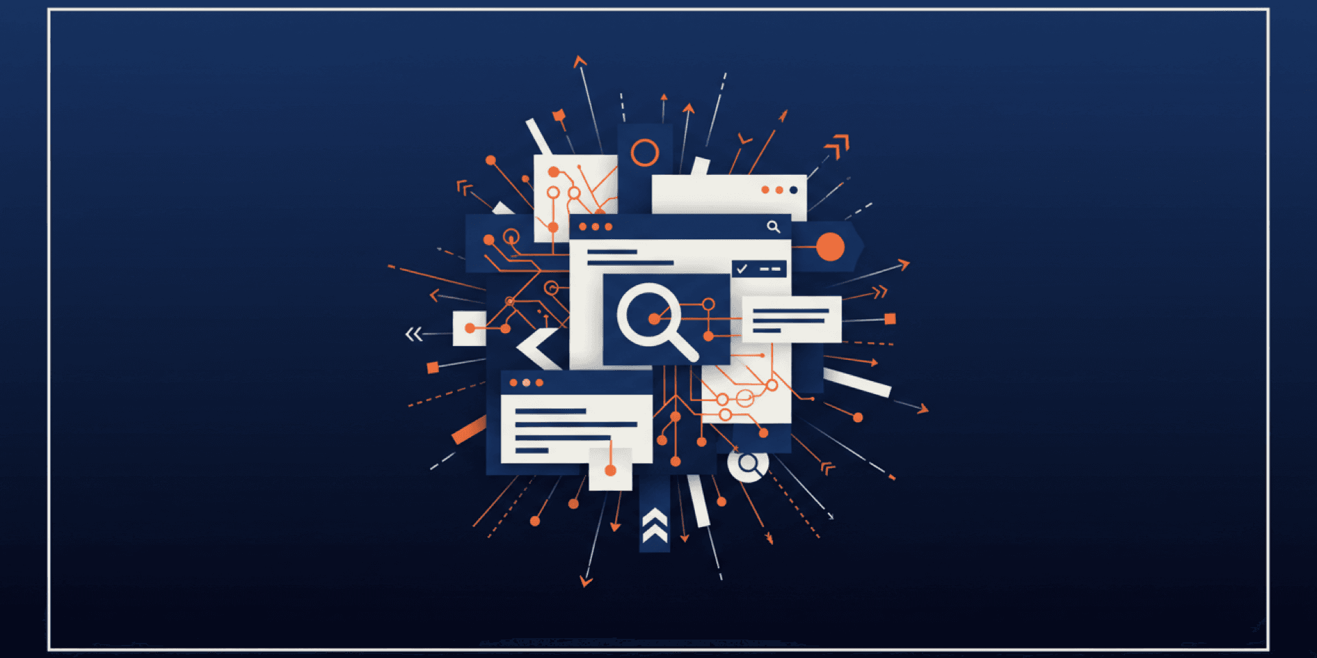 Abstract geometric illustration of AI search elements and optimization signals