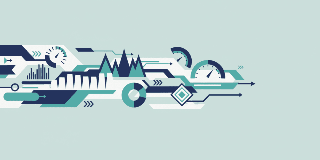 Abstract geometric illustration of analytics gauges and AI visibility measurement tools