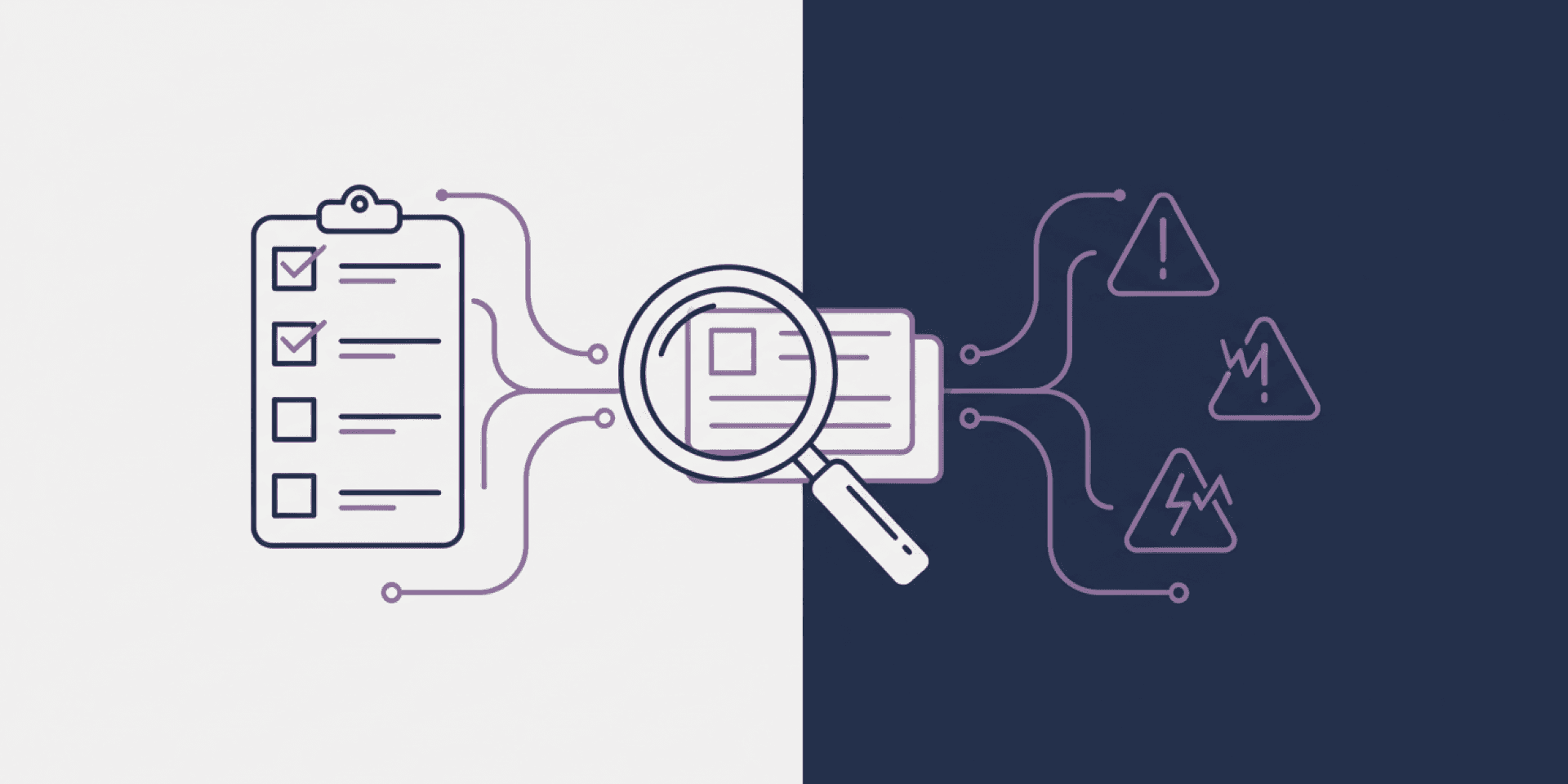 Lineart illustration of a checklist and warning signs for evaluating GEO agencies